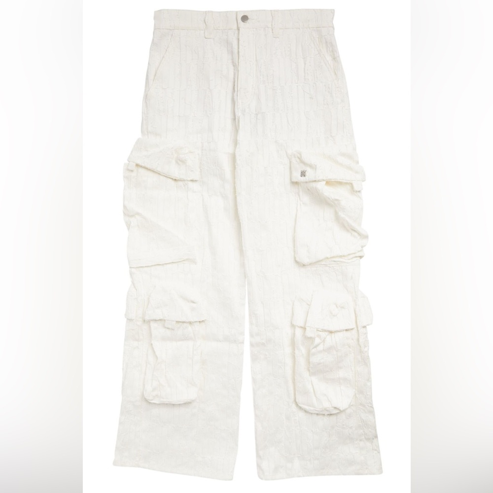 AMIRI Wide-Leg Cargo Pants Monogram White Men’s Size 30